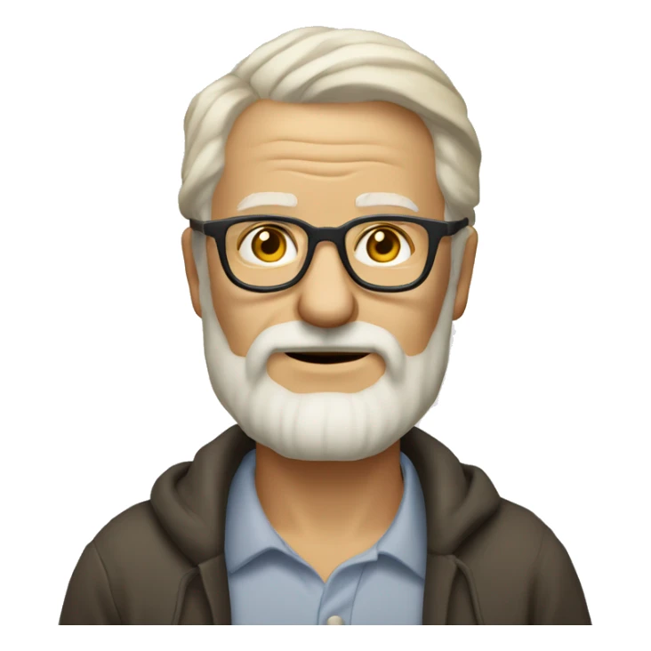 3/4 view 62 years blond old man with a very light beard with lunettes glasses sticker