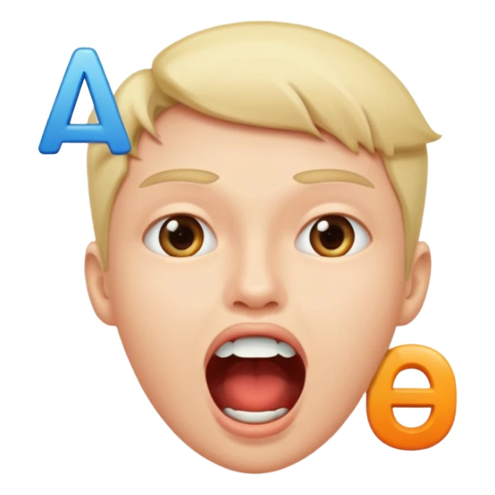 open mouth with letters A Б В coming out sticker