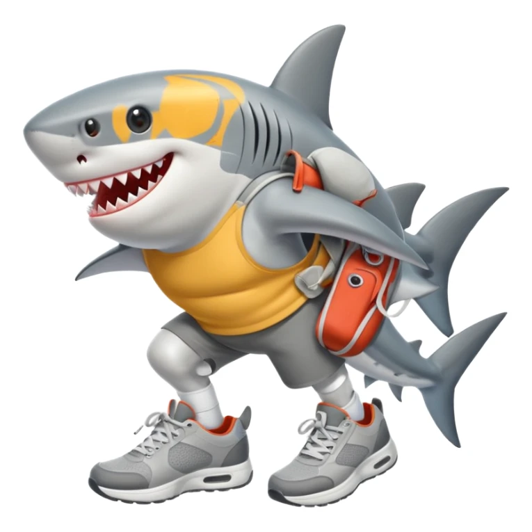 Shark with legs and shoes sticker