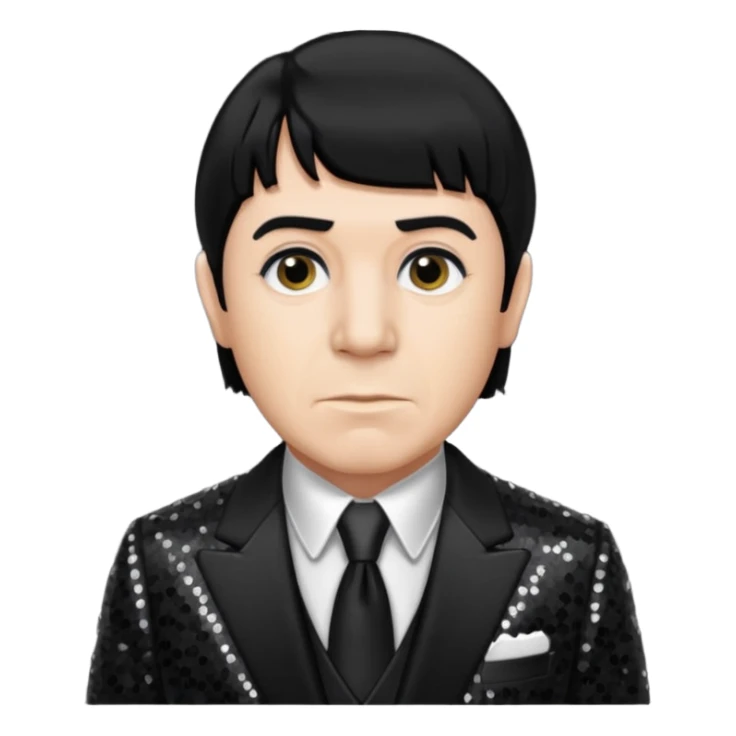 Moe Howard from The Three Stooges with black hair, black sequin suit  sticker