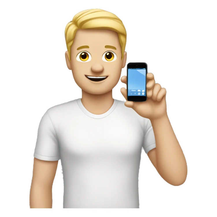 white person makes photo with smartphone sticker