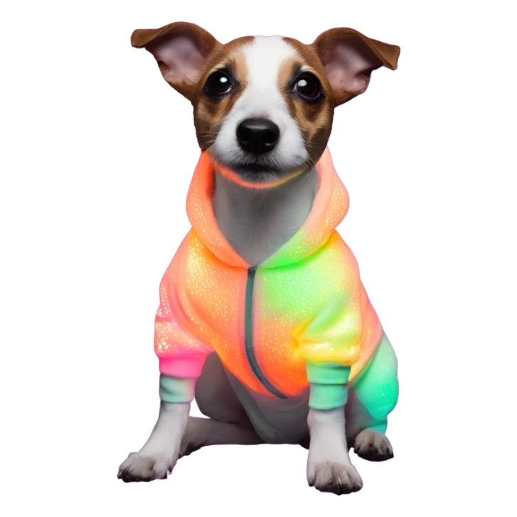 Jack Russel terrier in black light up led onesie sticker