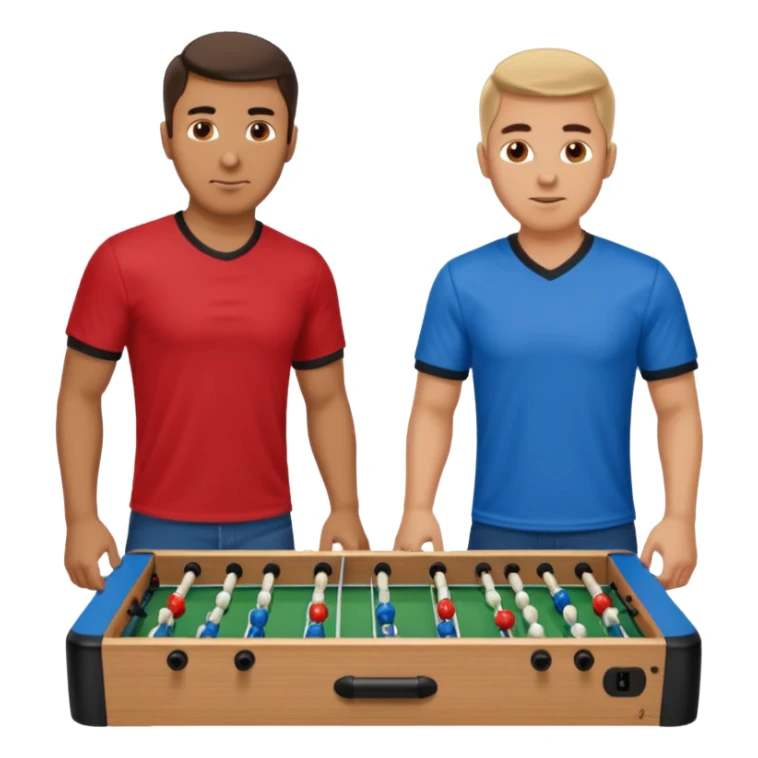 Make Foosball emoji only 2 players in the same bar, one blue and one red sticker