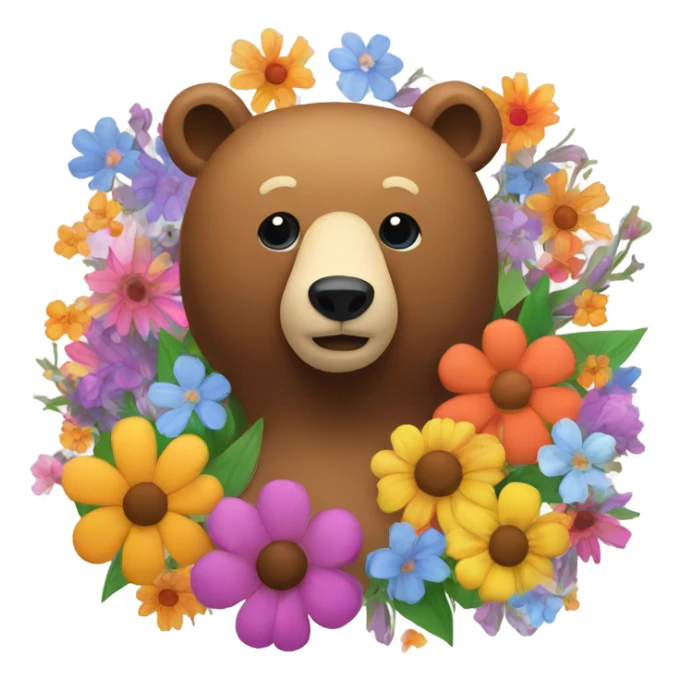 bear with flowers sticker
