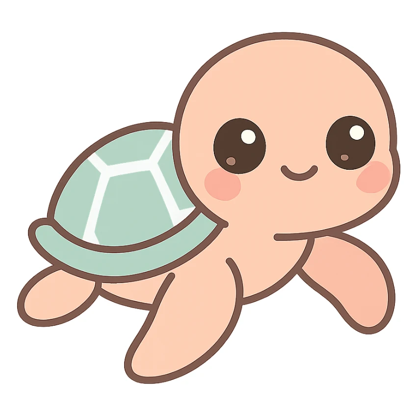 adorable baby hawksbill turtle, big eyes, soft colors sticker