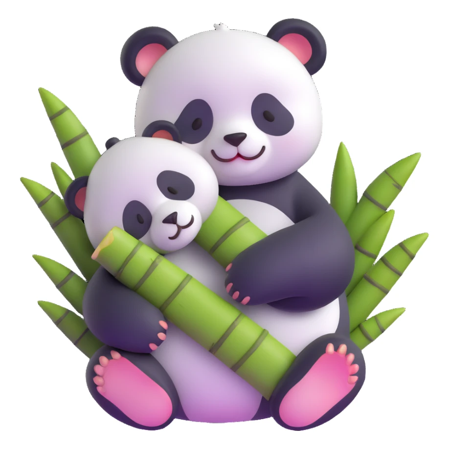 adorable sleeping baby panda hugging bamboo sticker