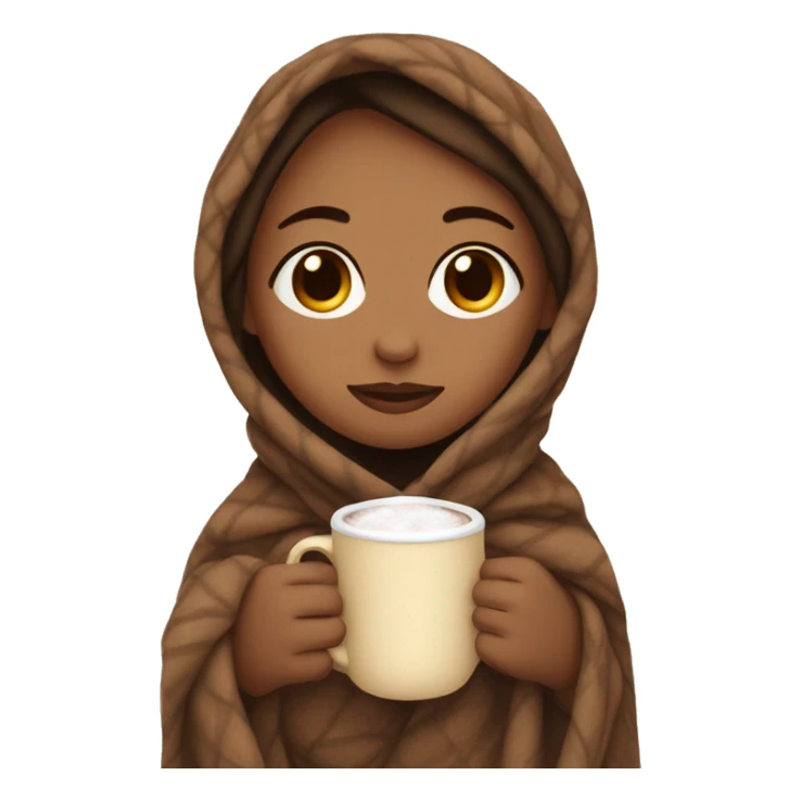 Girl wrapped in a cozy blanket drinking hot cocoa  sticker