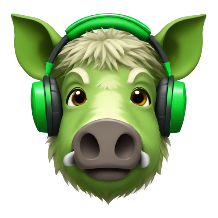 boar in green headphones sticker