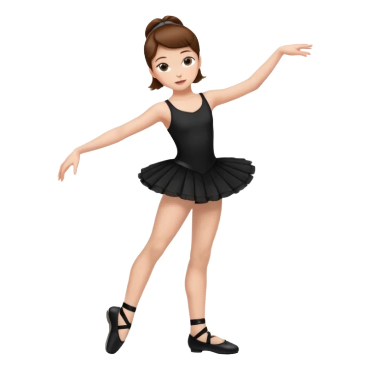 menina cabelos castanhos vestida de roupas de jazz e sapatilhas pretas sticker