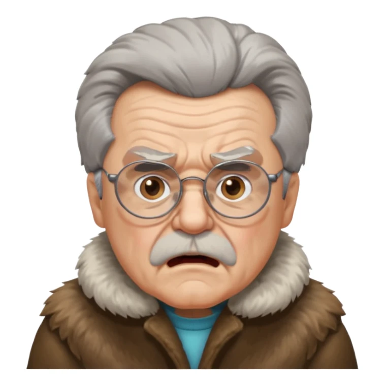 make old old man like 80 with gray hair and fur has HUGE EYE brows and glasses and is always mad and gay sticker