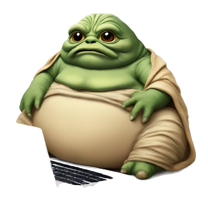 Jabba the Hutt from Star Wars with a laptop sticker