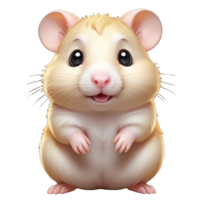 Cinematic Comical Cream Hamster Portrait Emoji, Head tilted dramatically with an exaggeratedly amused expression, featuring a striking cream fur with a luminous sheen, wide, expressive dark eyes filled with playful disbelief, Simplified yet hilariously expressive features, highly detailed, glowing with a slightly sassy glow, high shine, dramatic yet playful, stylized with an air of cheeky mischief, bright and endearing, soft glowing outline, capturing the essence of a spirited and over-the-top hamster, so meme-worthy it feels like it could side-eye its way into internet fame instantly! sticker