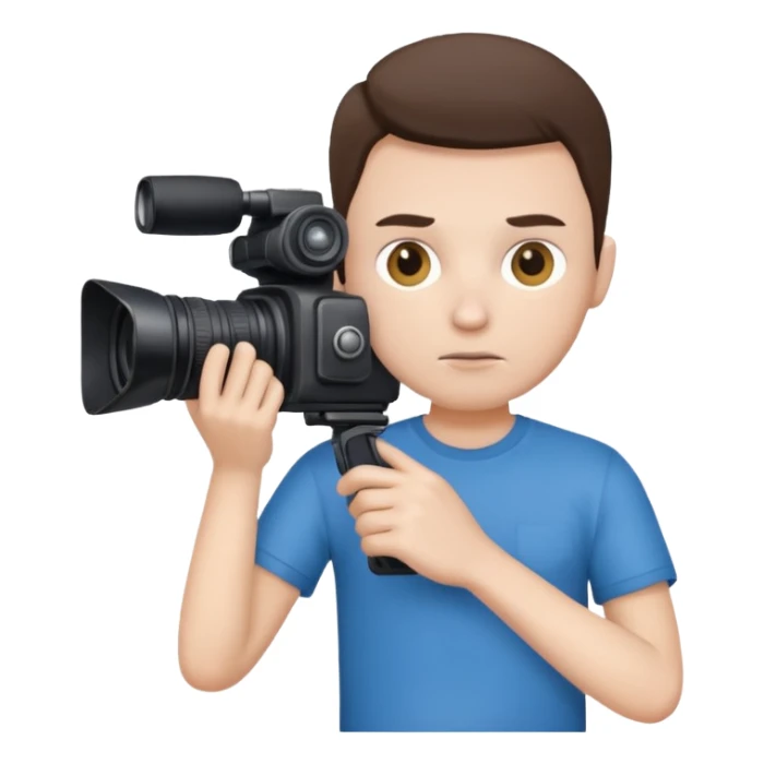 cameraman hold a camera, white skin and tshirt sticker