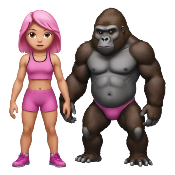 Pink girl strong gorilla  sticker