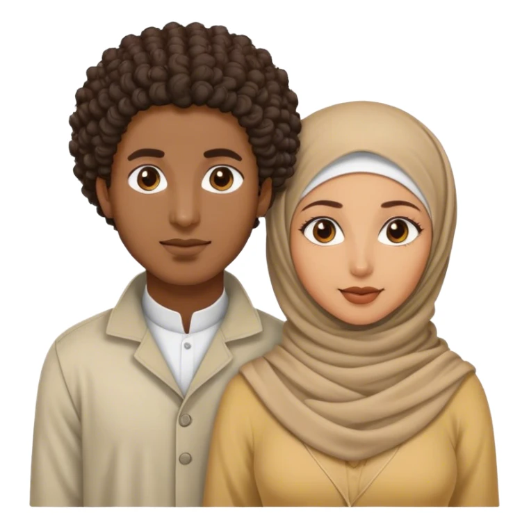 a black curly hair man and a bengali hijabi women sticker
