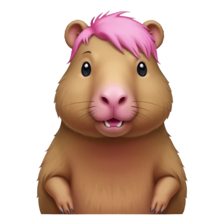 Capybara with pink head hair, standing sticker
