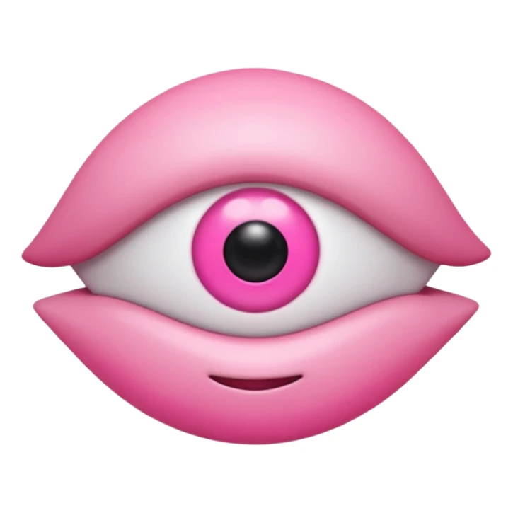 genera un emoji 3d en formato ios de un ojo con eyeliner rosa sticker