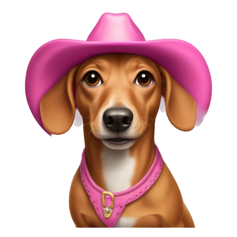 weenie dog wearing a pink cowgirl hat sticker