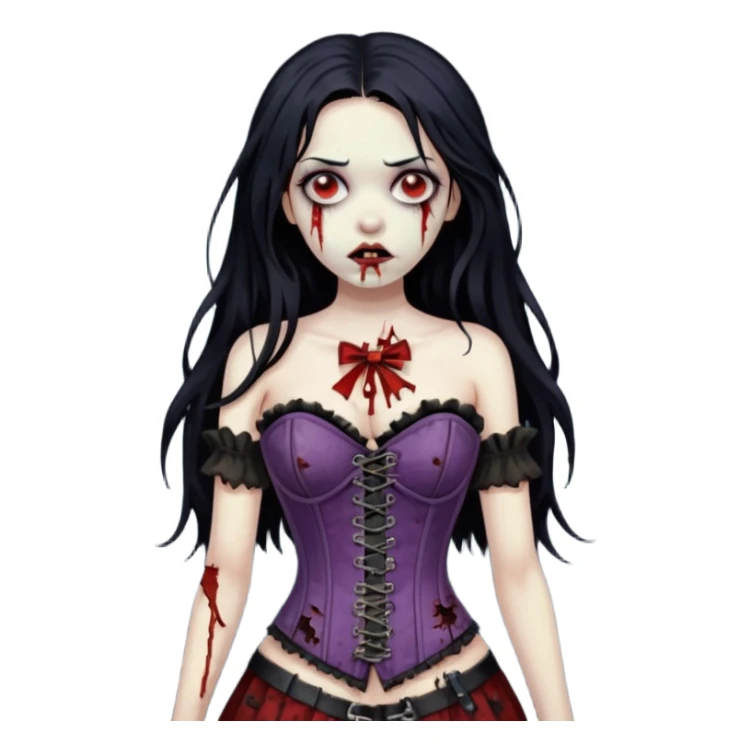 zombie girl, long black hair and corset sticker