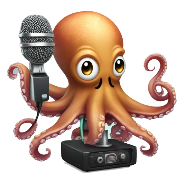 Octopus holding a microphone in each tentacle singing sticker