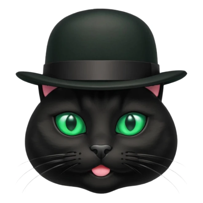 animal : chat noir avec chapeau melon sticker