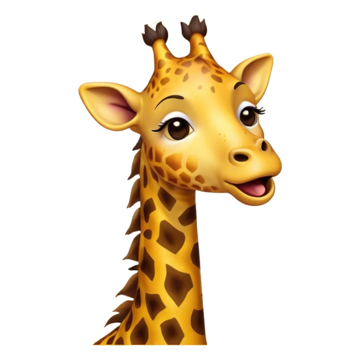 Cinematic Cute Yawning Giraffe Portrait Emoji, Head tilted slightly with a dramatic, wide-open yawn, showcasing a soft, patterned Fur of warm yellows and browns with a long, drooping neck and eyes barely open in drowsy contentment, Simplified yet irresistibly adorable features, highly detailed, glowing with a soft, cozy glow, high shine, relaxed yet expressive, stylized with a touch of savannah whimsy, bright and endearing, soft glowing outline, capturing the essence of a sleepy yet affectionate giraffe, so drowsy it feels like it could stretch right out of the screen and curl up for a nap! sticker