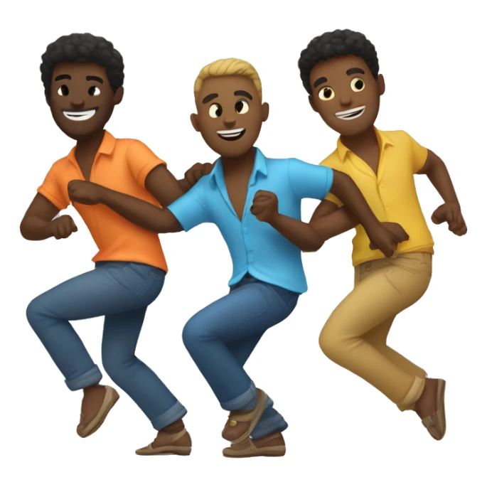 multi racial gay men dancing in a congo line sticker