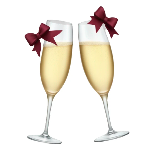 Two glasses of champagne cheering with burgundy bows sticker