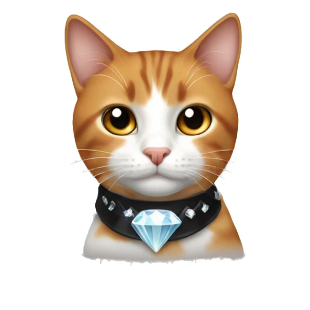 Black and ginger and white cat with diamond collar sticker