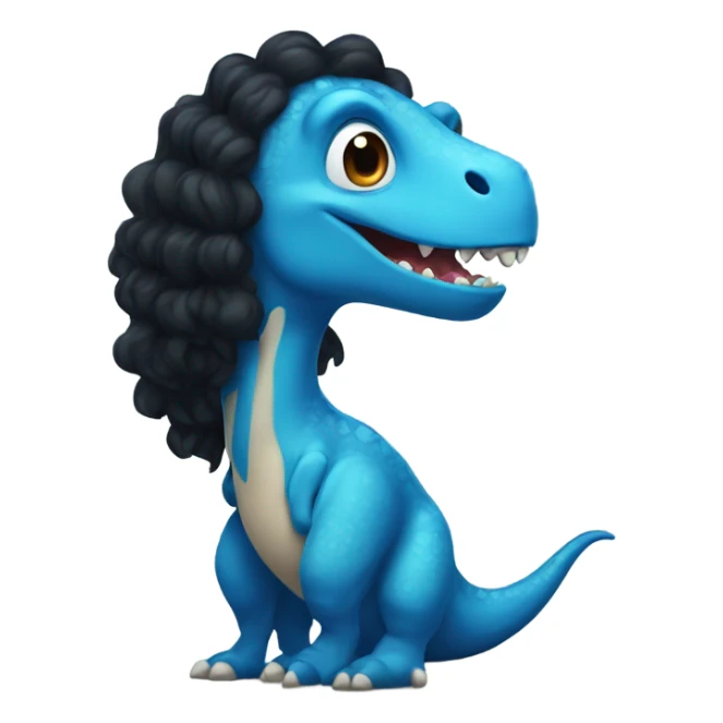 dinosaur with curly long black hair sticker