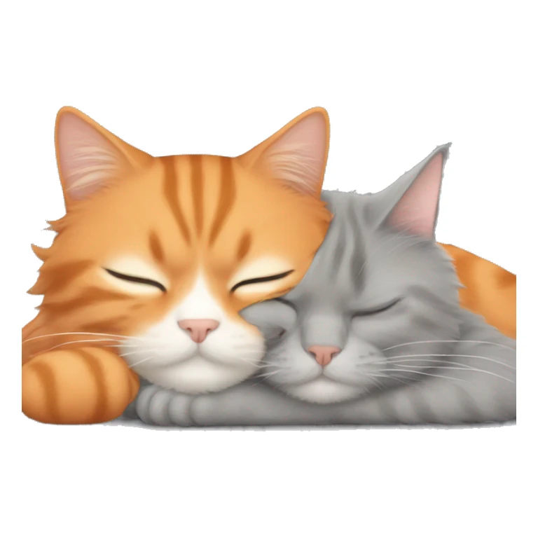 Orange cat and grey cat with long hairs sleeping together  sticker