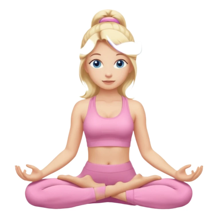 blonde yoga girl light pink clothes, blue eyes  sticker