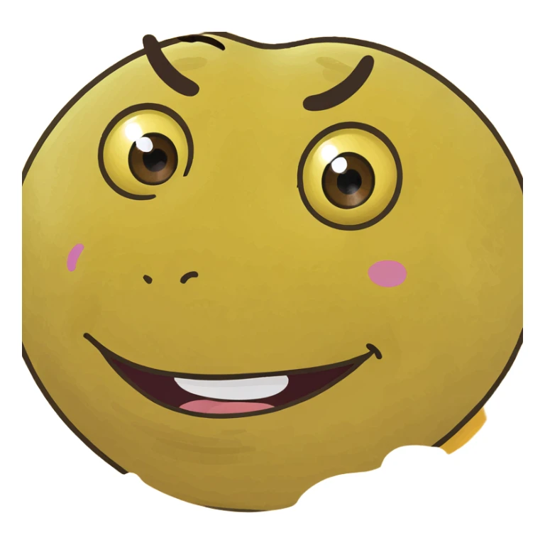 Regular yellow emoji face with exhausted wide open eyes and eyebags with crazy smile sticker