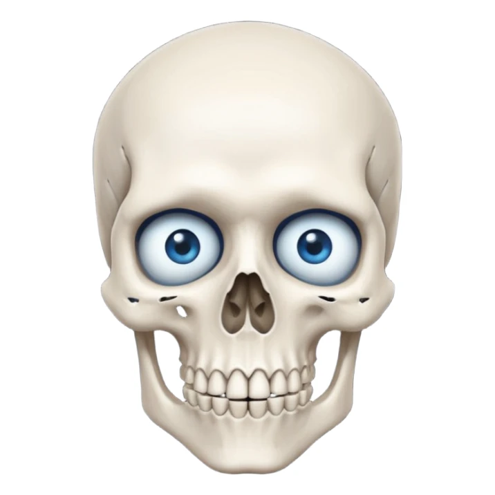 a bone head structure with lone jawline blue eyes total bones appear  sticker