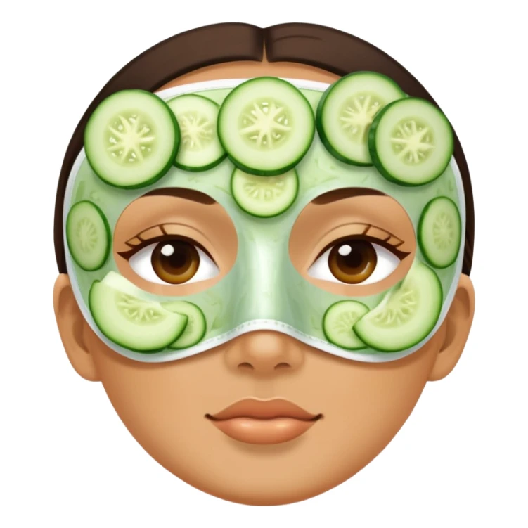 Face mask skincare treatment with cucumber slices on eyes sticker