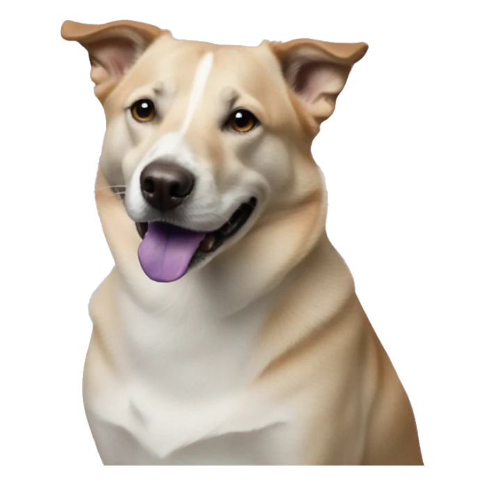 dog portrait with blurry background and purple lotus flower sticker