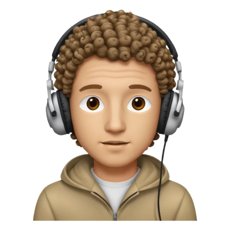 curly hair man wearing headphones no microphone sticker