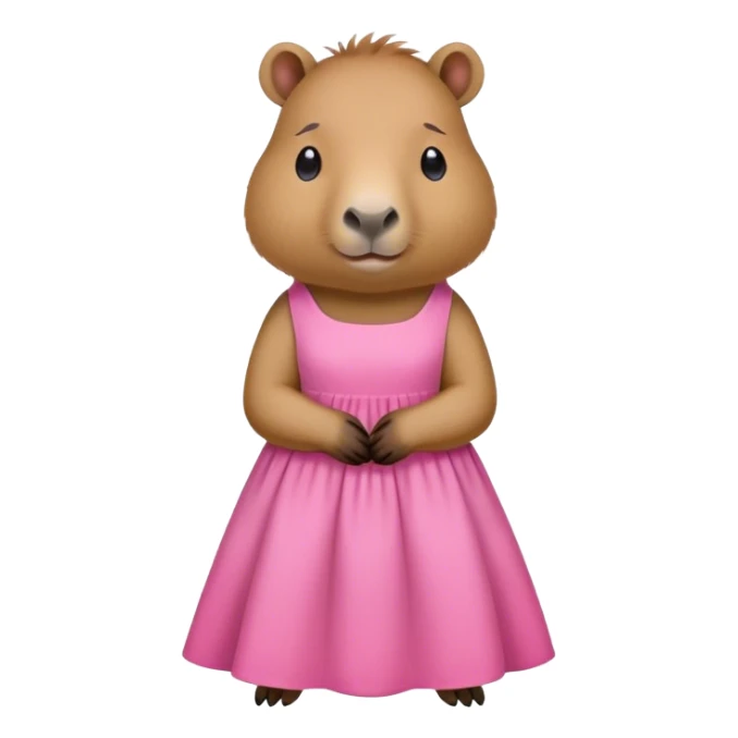 cute capybara in a pink dress emoji sticker