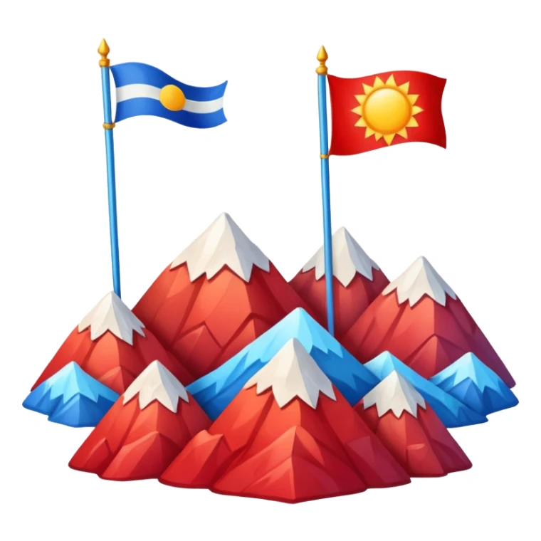 A blue , white and red flag With three mountain and a sun and ⚖️ in the upper part of mountains sticker