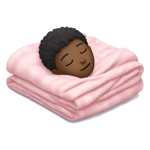 Black boy sleeping with pastel pink blanket sticker