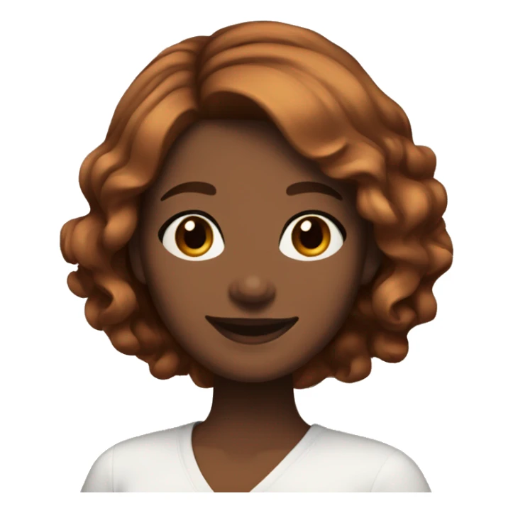 serena joy. Happy face. Reddish brown layered bob hairstyle. Brown eyes. Dark brown skin sticker