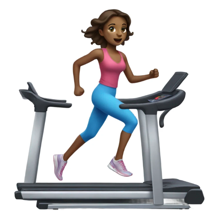 Realistic brunette girl with bright blue eyes running on treadmill  sticker