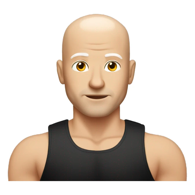 white guy with no hair, in a black tank top doing shoulder press sticker