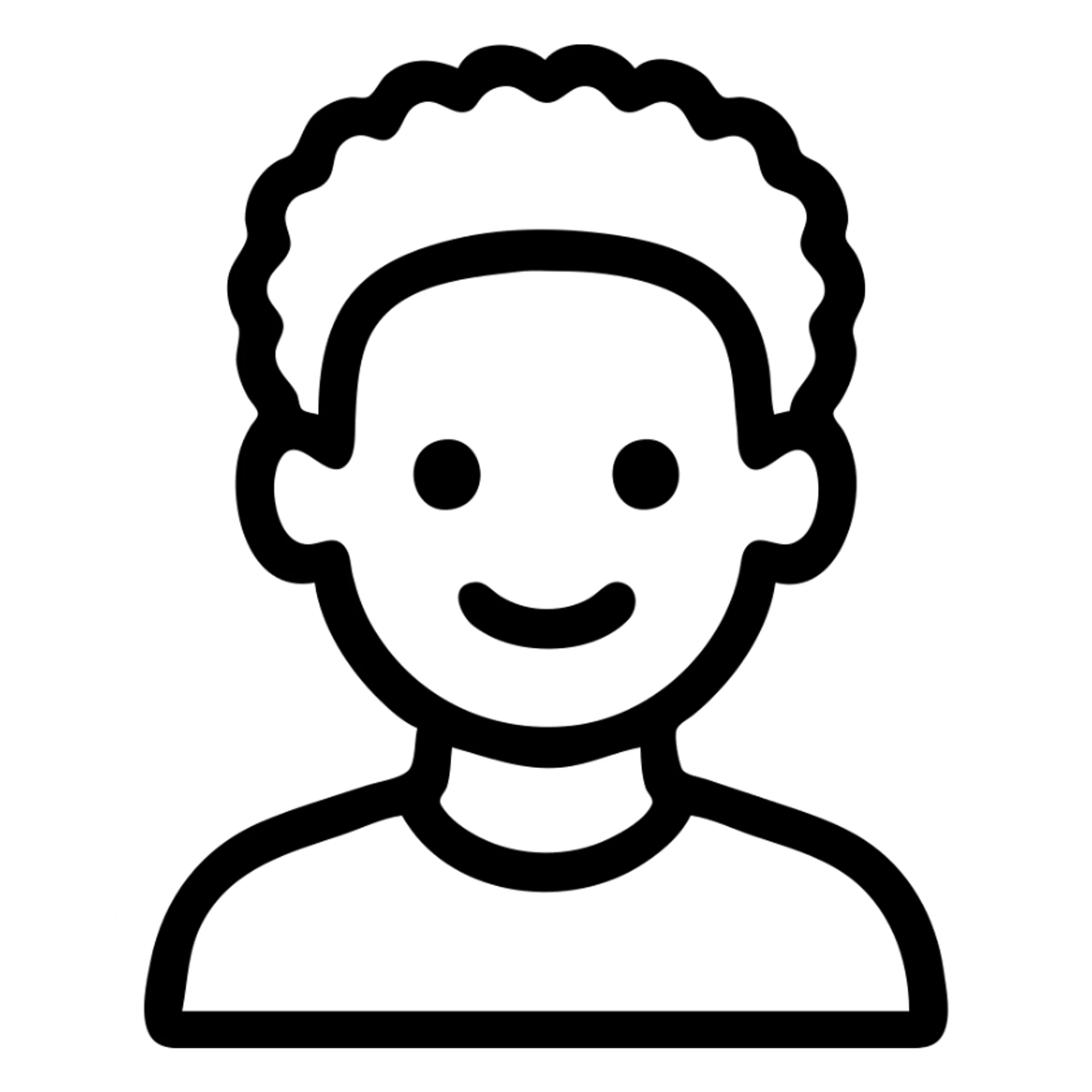 black kid, simple and friendly, outlined icon with no fill sticker