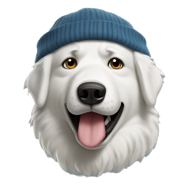 Angry Great Pyrenees in a beany sticker