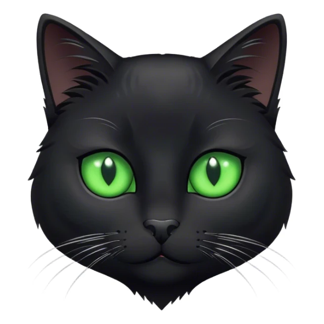 A black cat with green eyes and a white spot on its chest sticker