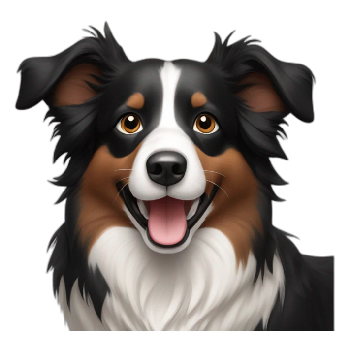 Border Collie black brown, happy and cute with flat fur sticker