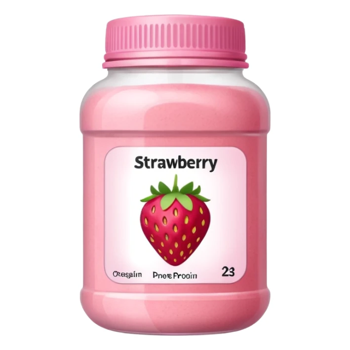 strawberry protein powder jar labeled strawberry picture icon sticker