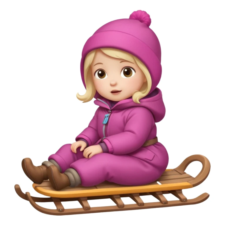 baby girl on sled sticker