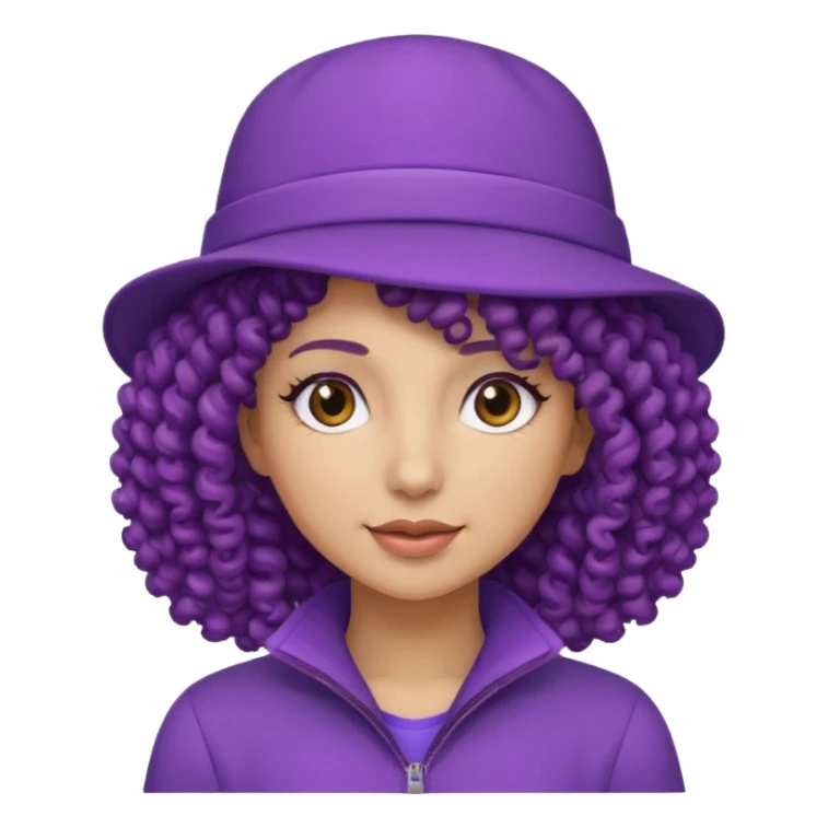 curly haired female with purple hat sticker